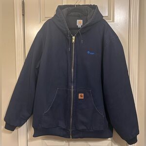 Carhartt Navy Hooded Jacket with Zipper  with PEPS logo